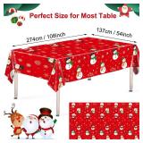 3 Pcs Christmas Tablecloth - Snowman Christmas Table cover, Disposable Plastic Rectangle Xmas Snowman Snowflakes Party Table cloths for Christma Tables Decorations and Party Supplies, 54 x 108 Inch