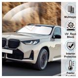 Windshield Sun Shade Custom Fit for 2025 2026 BMW X3 Accessories Foldable Sunshade Sun Blocker Protect Car from Sun Rays & Heat Damage Keep Car Cooler