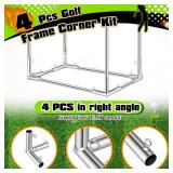 Blulu 4 Pcs 3 Way 1 Flat Corner Canopy Fittings - Fits 1 Inch EMT Pipe Galvanized Steel Batting Cage EMT Conduit Fittings Heavy Duty Golf Frame Corner Kit with Tightening Threaded Eye Bolts