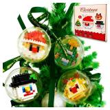 Lummitwit 4pcs Christmas Tree Decoration Building Block Set, Christmas Ball Toys, Santa Claus Ornaments Mini Building Block Set with Santa Claus, Reindeer, Christmas Tree, and Snowman, Stocking Gift