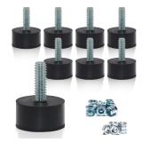 NEWBYTEK 1/4-20 Rubber Adjustable Furniture Leveler 8 Pack Leveling Feet Screws in Threaded, Feet Levelers Screw On Furniture Glide Leveling for Table, Chair, Furniture Legs