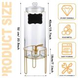 1.5 Gallon Drink dispenser, Glass Beverage Dispenser With Stand, Drink Dispensers for Parties With Stainless Steel Spigot + Marker & Chalkboard 100% Leakproof. Perfect For Parties And Daily Use