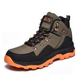 AUVYI Waterproof Steel Toe Work Boots for Men - Wide Toe Comfortable Non Slip Safety Shoes Durable Leather Industrial & Construction Boots 10.5
