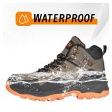 AUVYI Waterproof Steel Toe Work Boots for Men - Wide Toe Comfortable Non Slip Safety Shoes Durable Leather Industrial & Construction Boots 10.5