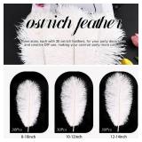 THARAHT Ostrich Feathers 90pcs Large Natural Bulk for Vase Crafts Wedding Party Centerpieces Christmas Tree Decoration Feathers,White