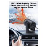 Portable Heater for Car 4V 150W, In-Car Heater & Windshield Defroster, Fast Heating Defogger for Cabin, Winter Essential