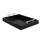 JJSQYLAN Wooden Serving Tray with Handles Rectangle Breakfast Tray for Coffee Table Decorative Ottoman Tray 16 x 12 for All Occasion