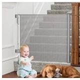 PRObebi Retractable Dog Gate for The House Extends to 54in Wide 34in Tall, Gray