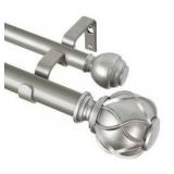 KAMANINA 1 Inch Double Curtain Rods for Windows 72 to 144 Inches, Antique Silver
