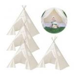 4-Pack White Cotton Teepee Play Tents