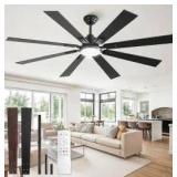 ZMISHIBO 65-Inch Modern Ceiling Fan with LED Light