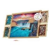 Wooden Puzzle Table with Storage Drawers