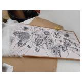 Large Framed Kitchen Sketch Wall Art