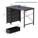 Computer Desk with 4 Drawers, Black