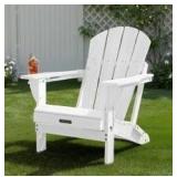 Ciokea Wood Folding Adirondack Chair, White