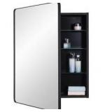 Black Bathroom Mirror Medicine Cabinet with Round Corner Framed Door 24 x 30 inch