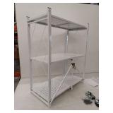 3-Tier Foldable Storage Shelf with Wheels, White