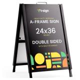 T-SIGN A-Frame Sign for Outdoors, Sidewalk Menu Board 24 X 36 Inch Folding Slide-in Board