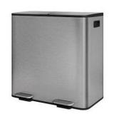 Garvee Large Stainless Steel Double Trash Can with Lid, Step-on, 2 x 40 L