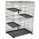 Amazon Basics 3-Tier Wire Cat Cage Playpen Kennel, Large, 36 x 22 x 51 Inches, Black