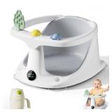 Baby Bath Seat for Babies 6 Months & Up - Bathtub Seats for Babies Sitting Up with Rinse Cup, Non-Slip, Comfortable, Infant Bath Essentials, Gray