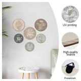 pechpell 6 Pieces Vintage Flower Wall Art, 10.2 Inch Wooden Floral Botanical Pictures Prints Wall Decor, Small Round Boho Living Room Bedroom Kitchen Bathroom Decorations for Home