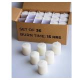 CANDWAX Unscented Ivory Votive Candles Set of 36 - Clean-Burning, Long-Lasting 15 Hour Burn - Ideal for Weddings, Home Decor, Spa, Events - Bulk Value for Versatile Use(Some Candles Are Broken)