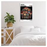 BFADMN Yayoi Kusama Magical Mushrooms Wall Art Print Abstract Japanese Botanical Wall Decor Vintage Tokyo Aesthetic Posters For Bathroom Kitchen Gallery Living Room Bedroom Decor 16x24in Unframed