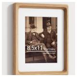 Heimlove 8.5X11 Picture Frames Natural Oak,Original Wood Hand Make Crafted Photo Frame with Mat to 6X8 Graduation Picture Display,Family Picture,Wedding Picture Tabletop & Wall Decoration