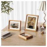 Heimlove 8.5X11 Picture Frames Natural Oak,Original Wood Hand Make Crafted Photo Frame with Mat to 6X8 Graduation Picture Display,Family Picture,Wedding Picture Tabletop & Wall Decoration