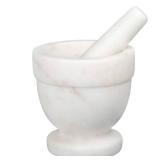 Creative Home Handcrafted Mortar and Pestle Solid Marble Grinder for Spices and Herbs Artisan Carved from Yushan Marble Elegant and Durable for Everyday Cooking, 4 Diam. x 4 H Inch
