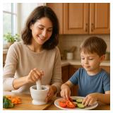 Creative Home Handcrafted Mortar and Pestle Solid Marble Grinder for Spices and Herbs Artisan Carved from Yushan Marble Elegant and Durable for Everyday Cooking, 4 Diam. x 4 H Inch