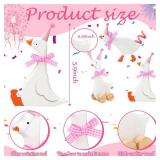 Leinuosen 3 Set One Silly Goose Birthday Decorations 6 Inch Silly Goose Birthday Table Centerpiece Funny 1st Party Supplies Wooden Geese Push Pull Figurine Shelf Table Decor for Baby Shower(Pink)