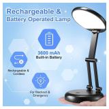 Desk Lamps for Home Office Rechargeable 3600mAh, Foldable+Portable Cordless Desk Light Small Table Lamp,Dimmable+9 Brightness Small Table Lamp Desk Light Table, LED Desk Lamps for Home Office