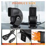DaisyInner Portable Car Heater 12v 150w Auto Fan Windshield Defroster Portable Heater Plug in Cigarette Lighter 2 in 1 Fast Heating or Cooling with 360 Degree Suction(Black)