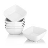 DOWAN Ramekins 8 oz Oven Safe, Creme Brulee Ramekin, Semi-Square Dessert Bowls, Small Serving Bowls, Porcelain Sauce Souffle Dishes, Dipping Custard Cups, Set of 6, Soft White