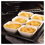 DOWAN Ramekins 8 oz Oven Safe, Creme Brulee Ramekin, Semi-Square Dessert Bowls, Small Serving Bowls, Porcelain Sauce Souffle Dishes, Dipping Custard Cups, Set of 6, Soft White