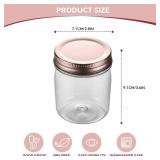novelinks 8 oz Clear Plastic Jars with Screw-On Lids - BPA-Free Refillable Storage Containers for Slime, Spices, Crafts, Kitchen & Home Organization (16 Pack,Rose Gold)