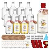 Baderke 12 Set Christmas Plastic Coquito Bottles 16 oz Christmas Wine Bottles with Caps and Tags Xmas Homemade Coquito for Home Brewing Xmas Party Favors (Red) (Shrink Capsules and Ropes Not Included)