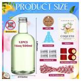 Baderke 12 Set Christmas Plastic Coquito Bottles 16 oz Christmas Wine Bottles with Caps and Tags Xmas Homemade Coquito for Home Brewing Xmas Party Favors (Red) (Shrink Capsules and Ropes Not Included)