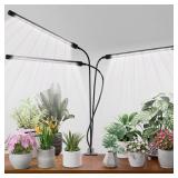 Super Bright Plant Grow Light Clip-on, 6000K Full Spectrum Gooseneck Growing Lamp with White Red Blue LEDs for Indoor Plants, Dimmable, Auto On/Off Timer 4/8/12Hrs, Independent Control Light Bars