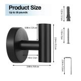 Kruodop Towel Hooks for Bathroom,4 Packs Wall Mount Towel Holder,Black Matte Wall Robe Hook,Stainless Steel Heavy Duty Door Hanger Towel Hook for Kitchen, Bedroom,Hotel,Pool,Coats - Black