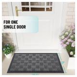 OLANLY Front Door Mat Outside Entrance 29.5x17, Absorbent, Heavy Duty Sturdy Natural Rubber Doormat Indoor Outdoor, Stain and Fade Resistant, Non-Slip Backing Low Profile Floor Mat for Entryway, Grey