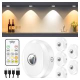 WILLED Rechargeable Puck Lights with Remote Control, 3 Color Temperatures and Timing Function, Dimmable Tap Light, Stick on Under Cabinet Lights, LED Puck Lights for Kitchen, Closet and Shelf(5 Pack)