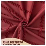 Burgundy Shower Curtain Boho Farmhouse Shower Curtain 72 x 72 Tufted Chevron Textured Minimalist Shower Curtains for Bathroom