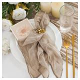 Xiomot 24 Pack Cheesecloth Napkins 20"x20" Nude Boho Gauze Cheese Cloth Napkins Bulk Rustic Dinner Table Decor for Wedding Bridal Baby Shower Party