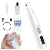 Pjordo Dog & Cat Paw Trimmer with Pet Paw Balm, Low Noise Dog Face Trimmer with Led Light, 18mm-Blade Pet Hair Trimmer for Grooming Face, Rump, Eyes & Ears, Easy to Clean & Use