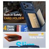 GIVELOT for iPhone 17 Pro Case with Card Holder (4-5 Cards) [RFID Blocking] [Hidden Kickstand] Rugged Heavy Duty Wallet Case for iPhone 17 Pro (Dark Blue Case Only)
