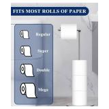 Toilet Paper Holder Stand, Free Standing Toilet Paper Roll Holder with Reserve, Modern Bathroom Toilet Paper Stand for 4 Rolls, Chrome, Housen Solutions