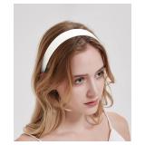 Wecoe White PU Leather 1 Inch Wide Non-Slip Fashion Headband Hair Accessory for Women and Girls, Holiday Costume Diademas Coreanas Para Mujer